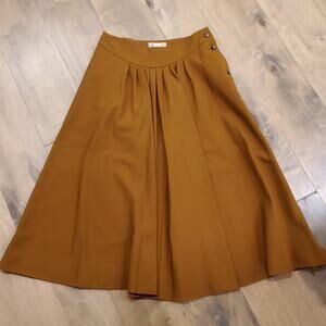 Vintage Liz Claiborne Skirt 10 Midi Wool A Line Pleats Side Button Pockets Lined